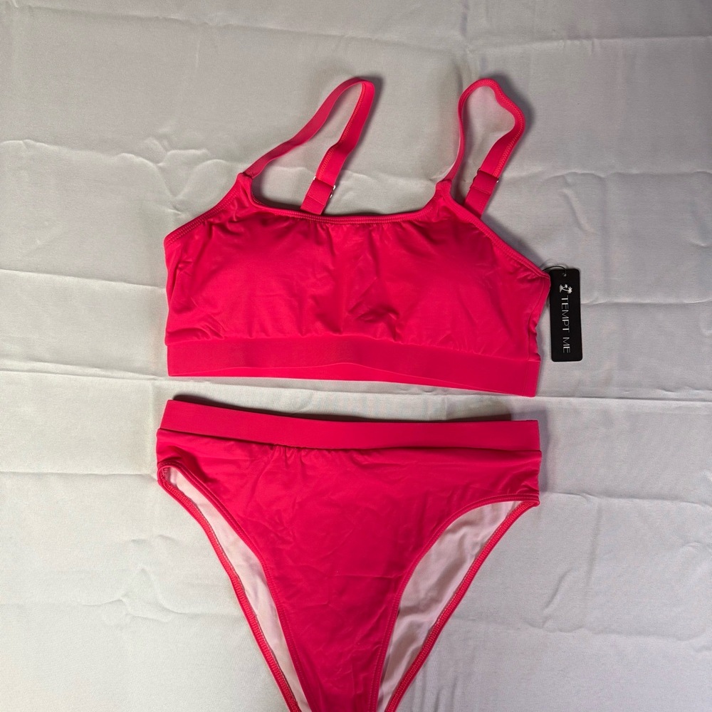 NWT Pretty hot pink 2 pc bikini made by Tempt Me size L
